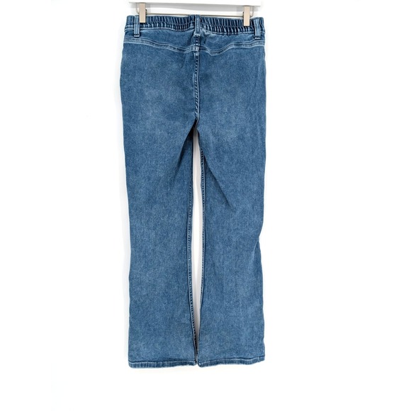 Aerie Pull On Baby Flare Jeans Medium Blue Stretch Retro Boho 90s‎ Vibe Everyday - Picture 3 of 8
